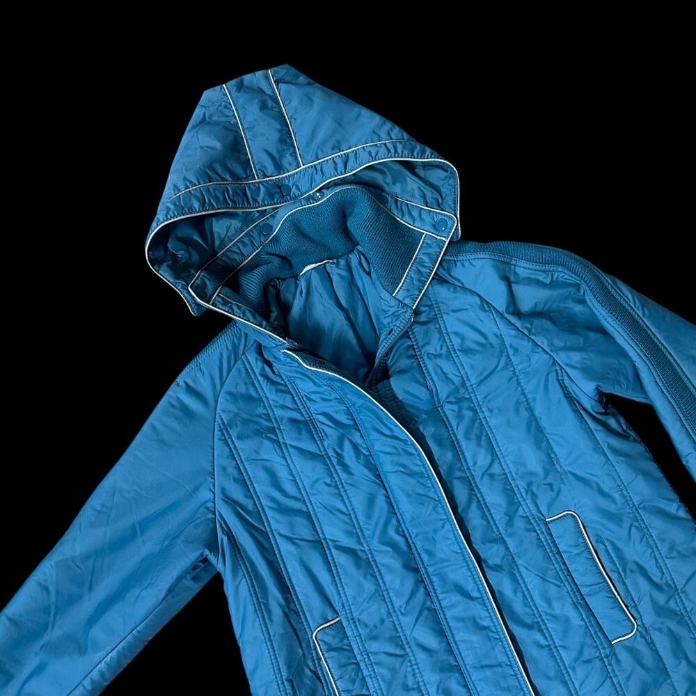 Vintage Coat 1980s Teal Quilted Womens Size 14 Aurora International Miss Abmoor
